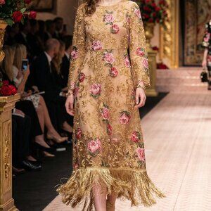 Luxury Runway Glamorous 3D Roses Lace Party Prom Cocktail Evening Wedding Dress